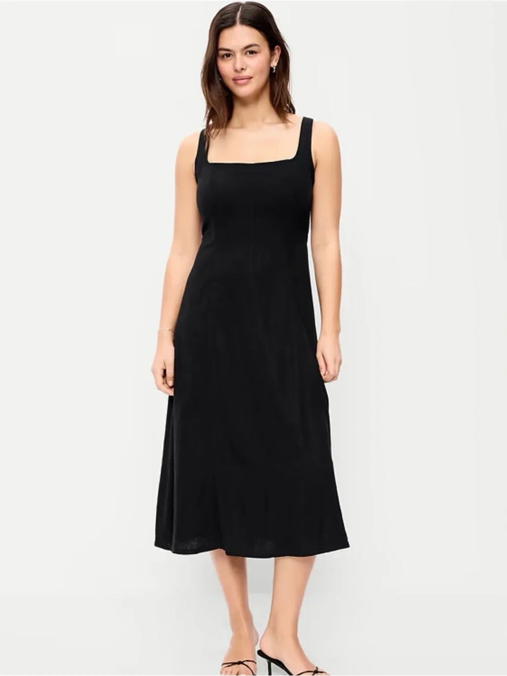 Old Navy Linen Square-Neck Midi Dress - Picture 1 of 6